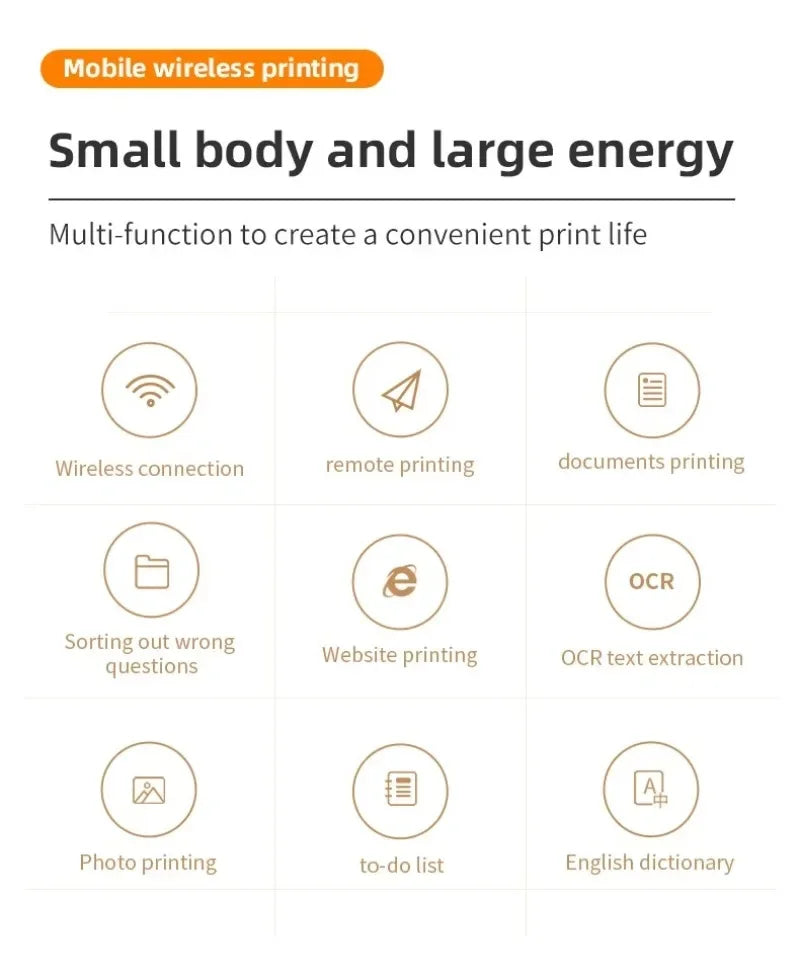 Bluetooth A4 Thermal Printer USB Charging for Contract PDF Document Photo Picture Study Office Wireless Mobile Printing Machine