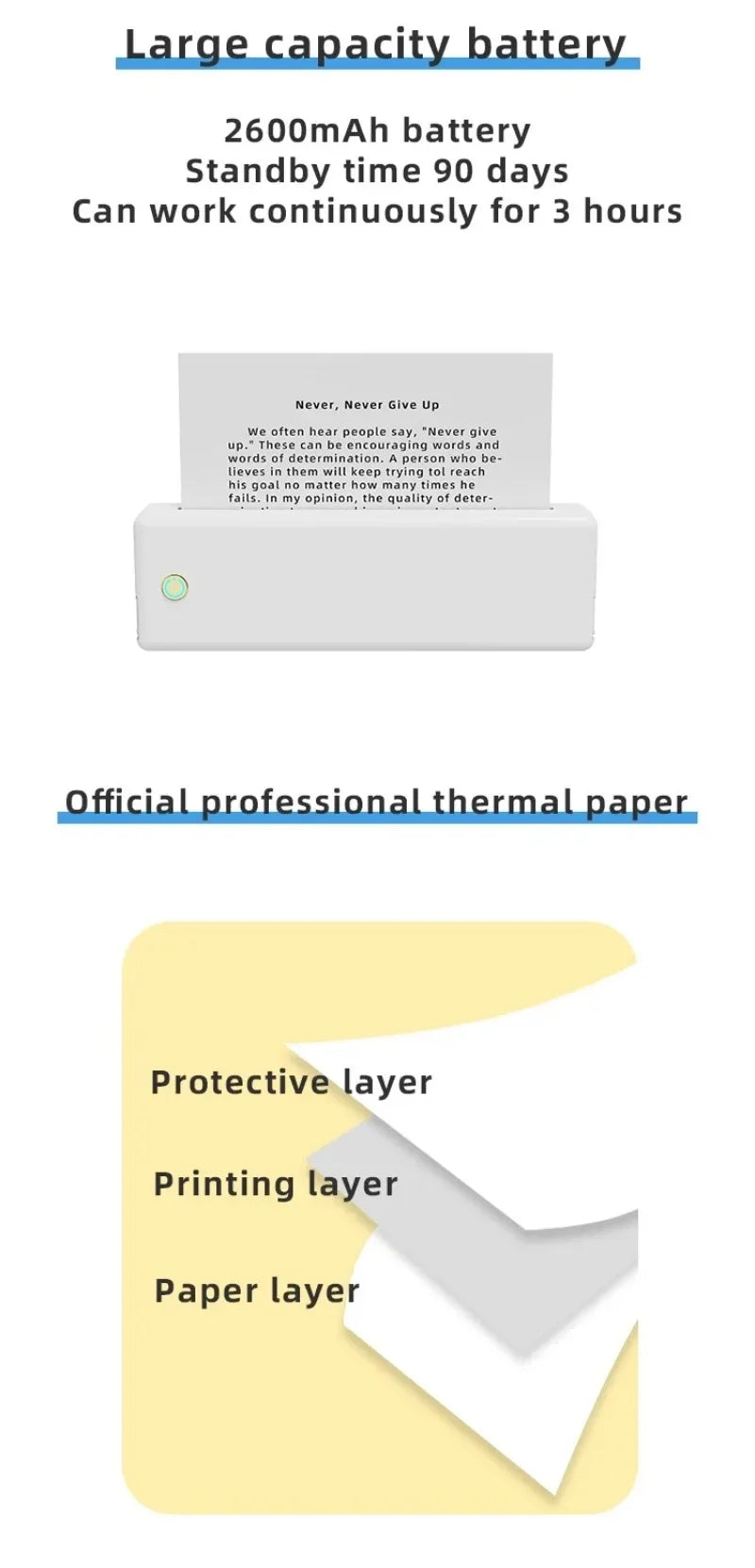 Bluetooth A4 Thermal Printer USB Charging for Contract PDF Document Photo Picture Study Office Wireless Mobile Printing Machine