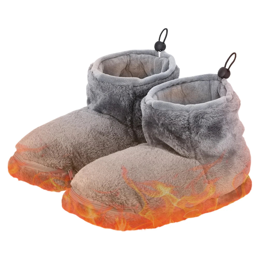 USB Heater Foot Shoes Winter Warm Snow Boots Comfortable Plush Warm Electric Slippers Foot Warmer Shoes for Men Women