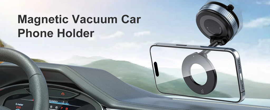 Vacuum Suction Magnetic Phone Holder for Magsafe 360° Adjustable Car Phone Mount & Retractable Vacuum Cell Phone Holders Phones